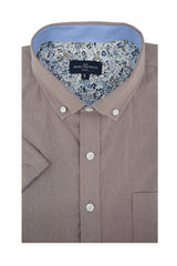 Weston Linen Blend Short Sleeve Shirt in Lilac