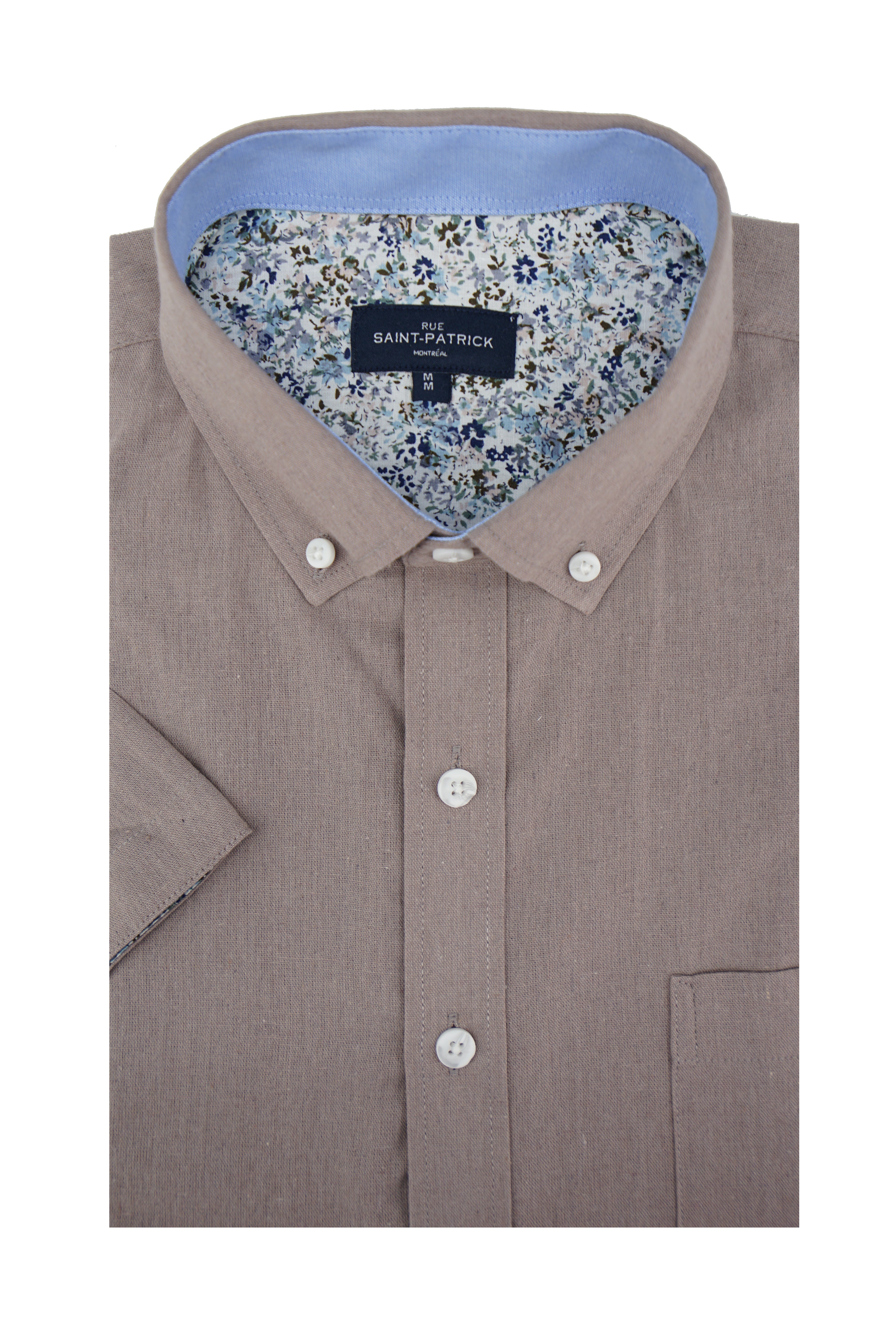 Weston Linen Blend Short Sleeve Shirt in Lilac