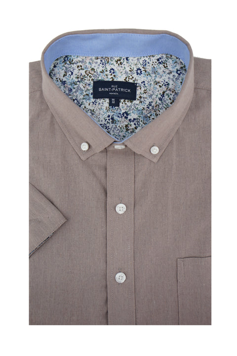 Weston Linen Blend Short Sleeve Shirt in Lilac