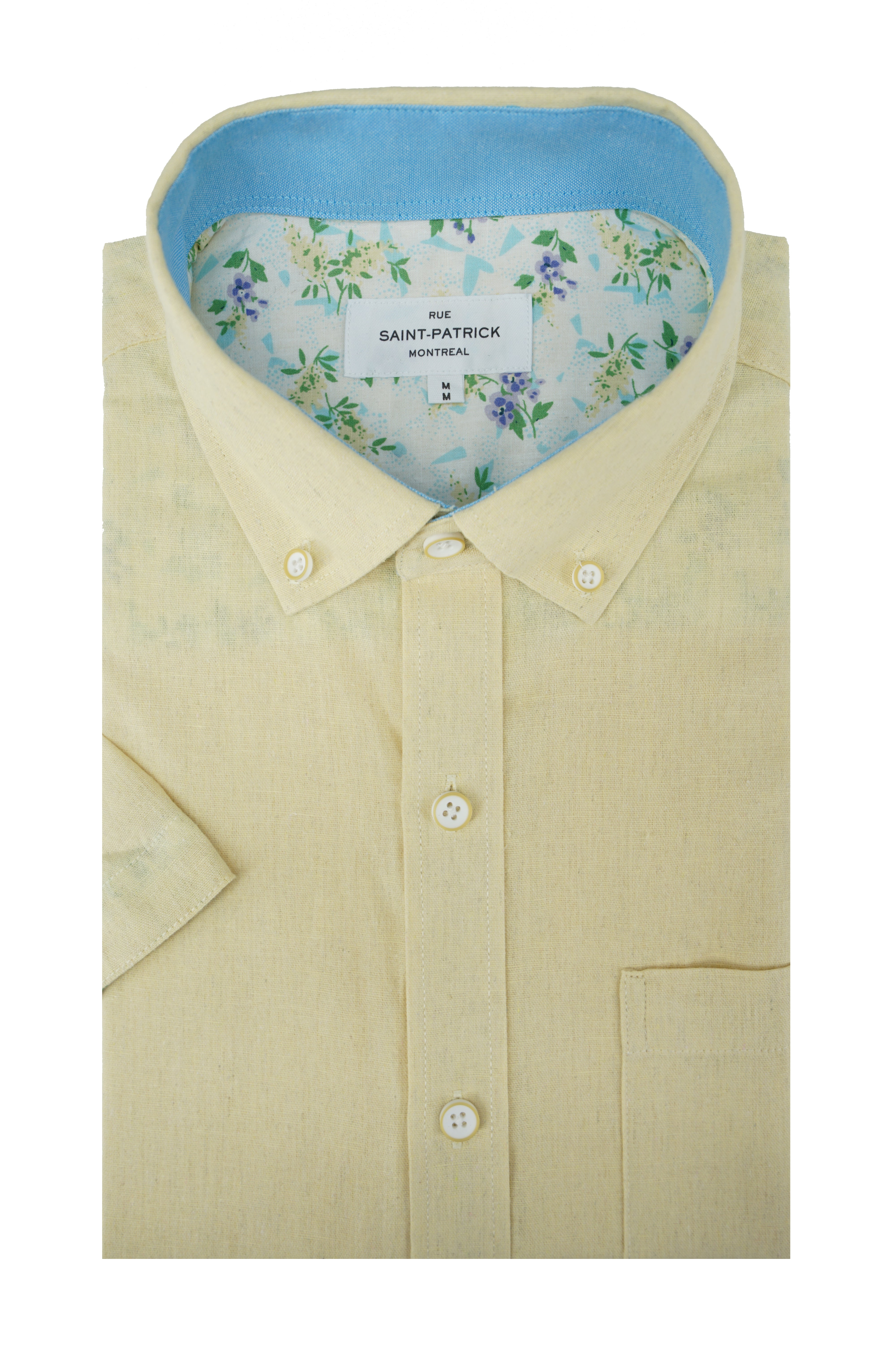 Chemise à manches courtes en lin mélangé Butterwick en or pâle