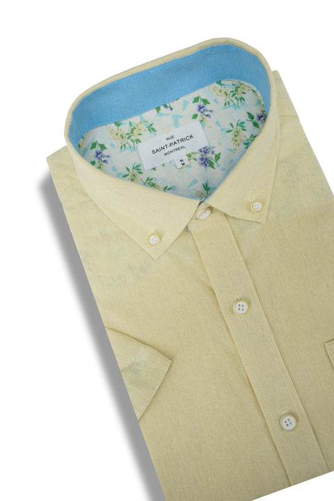 Butterwick Linen Blend Short Sleeve Shirt in Pale Gold