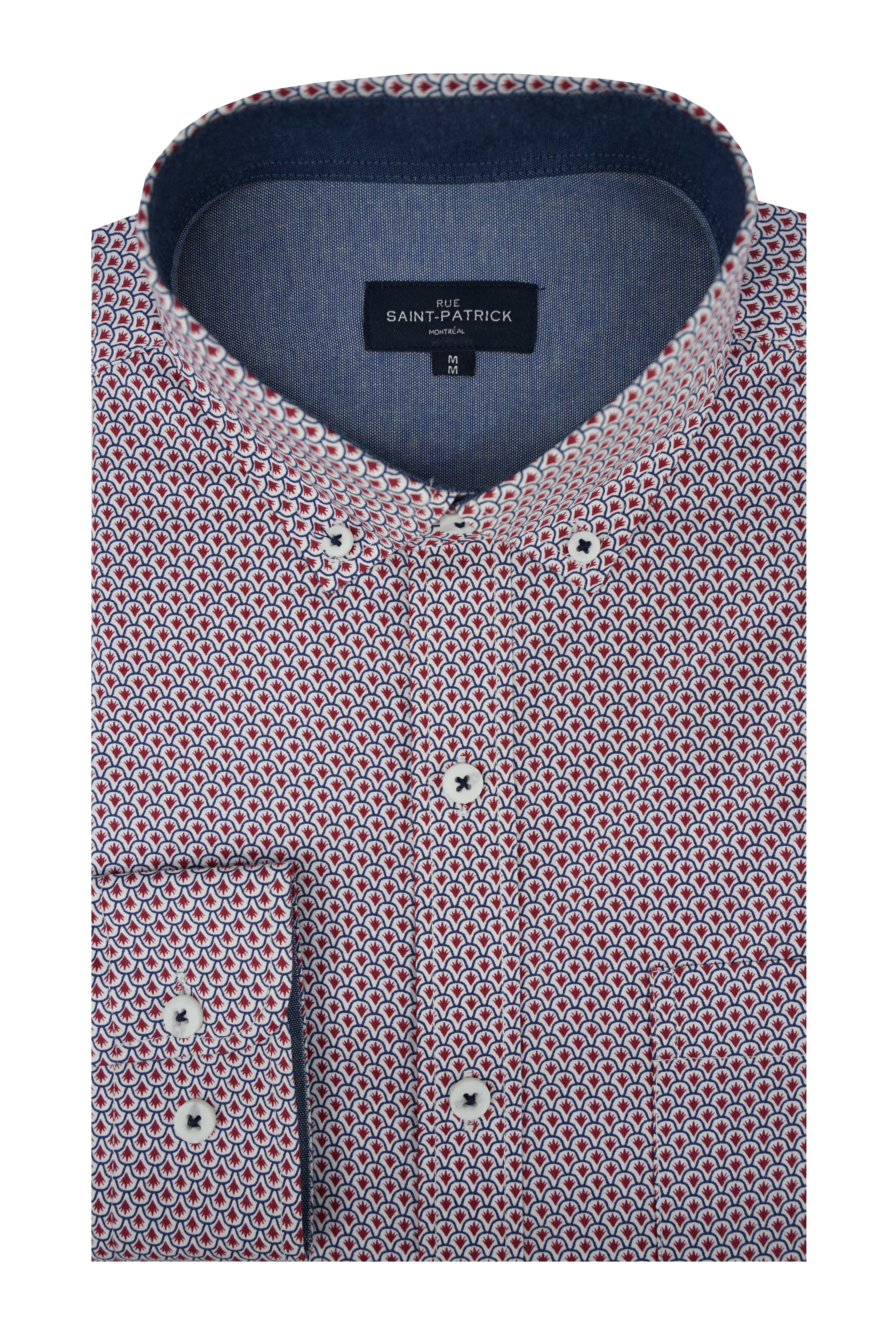 Chemise en popeline Bakersfield en rouge cramoisi et bleu marine
