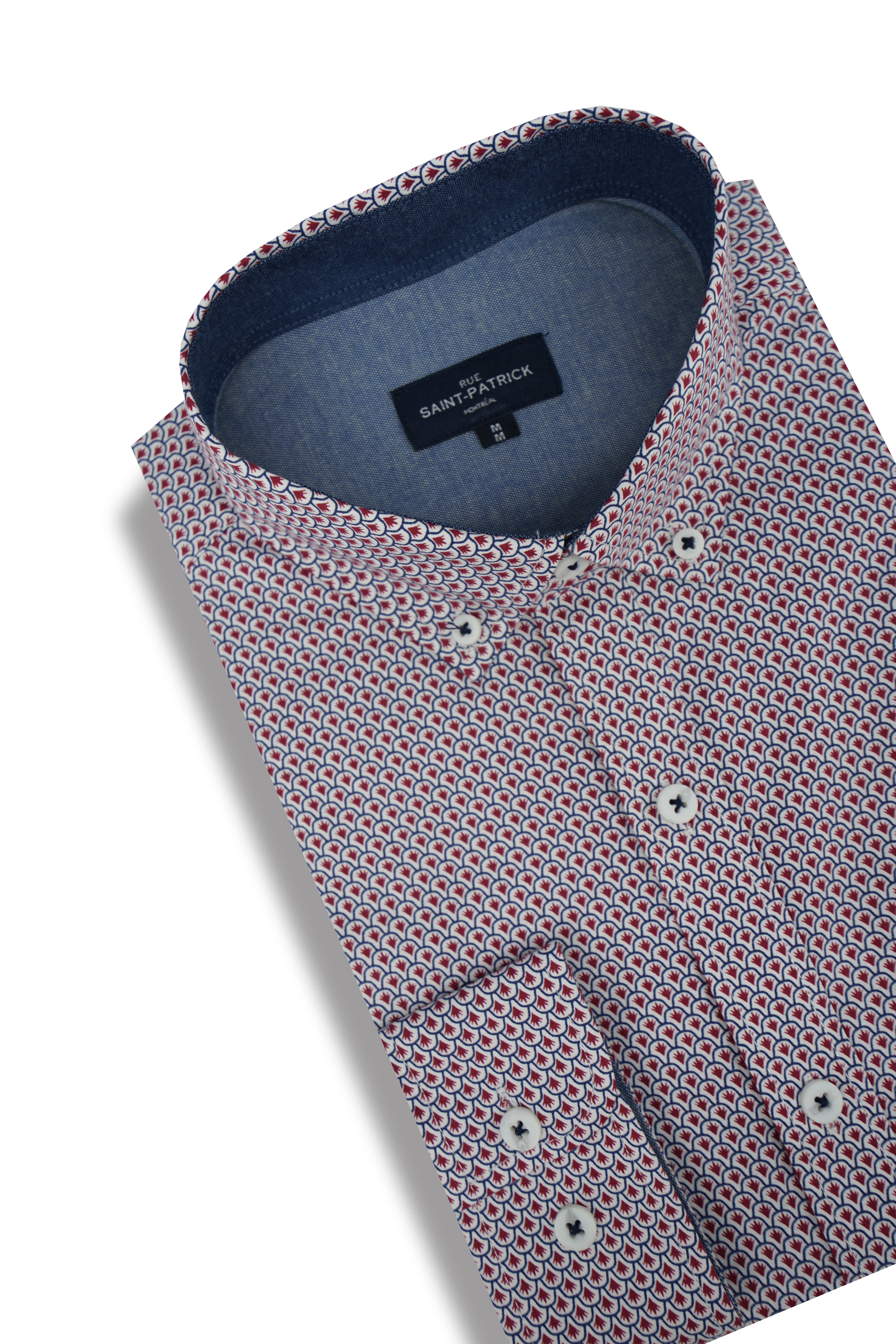 Chemise en popeline Bakersfield en rouge cramoisi et bleu marine