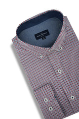 Chemise en popeline Bakersfield en rouge cramoisi et bleu marine