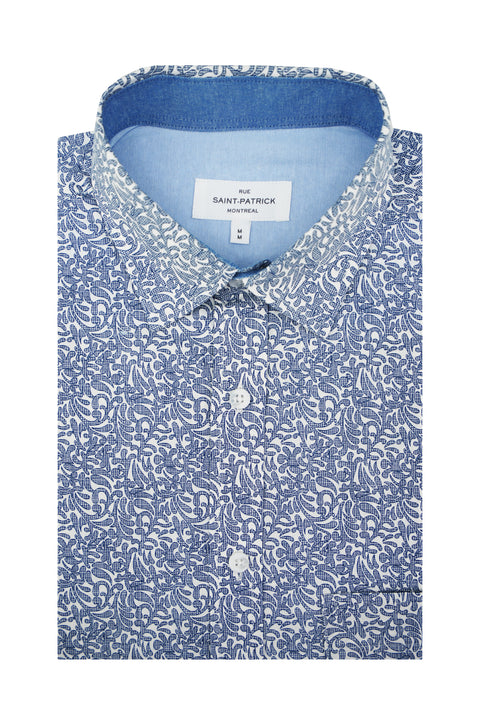 Kingston Poplin Shirt in Classic Blue and White