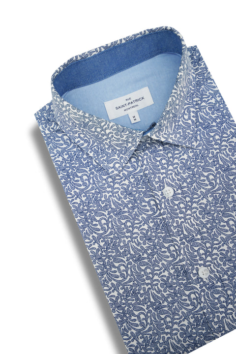 Kingston Poplin Shirt in Classic Blue and White