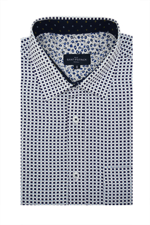 Exeter Wrinkle Free Shirt in Navy and White
