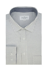 Chemise Oxford extensible à rayures Hillsborough en blanc et gris