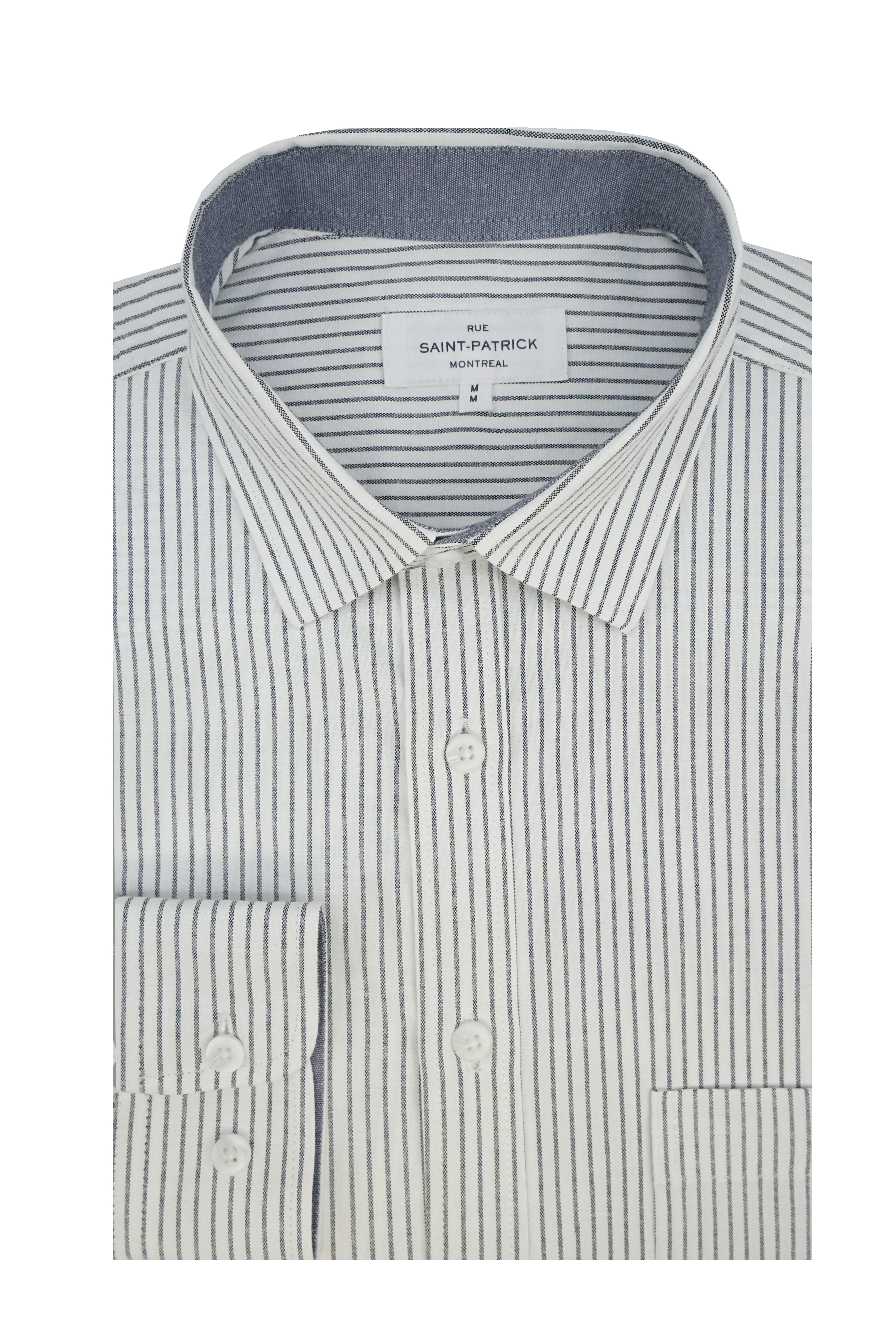 Hillsborough Striped Stretch Oxford Shirt in White and Grey