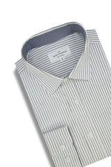 Chemise Oxford extensible à rayures Hillsborough en blanc et gris