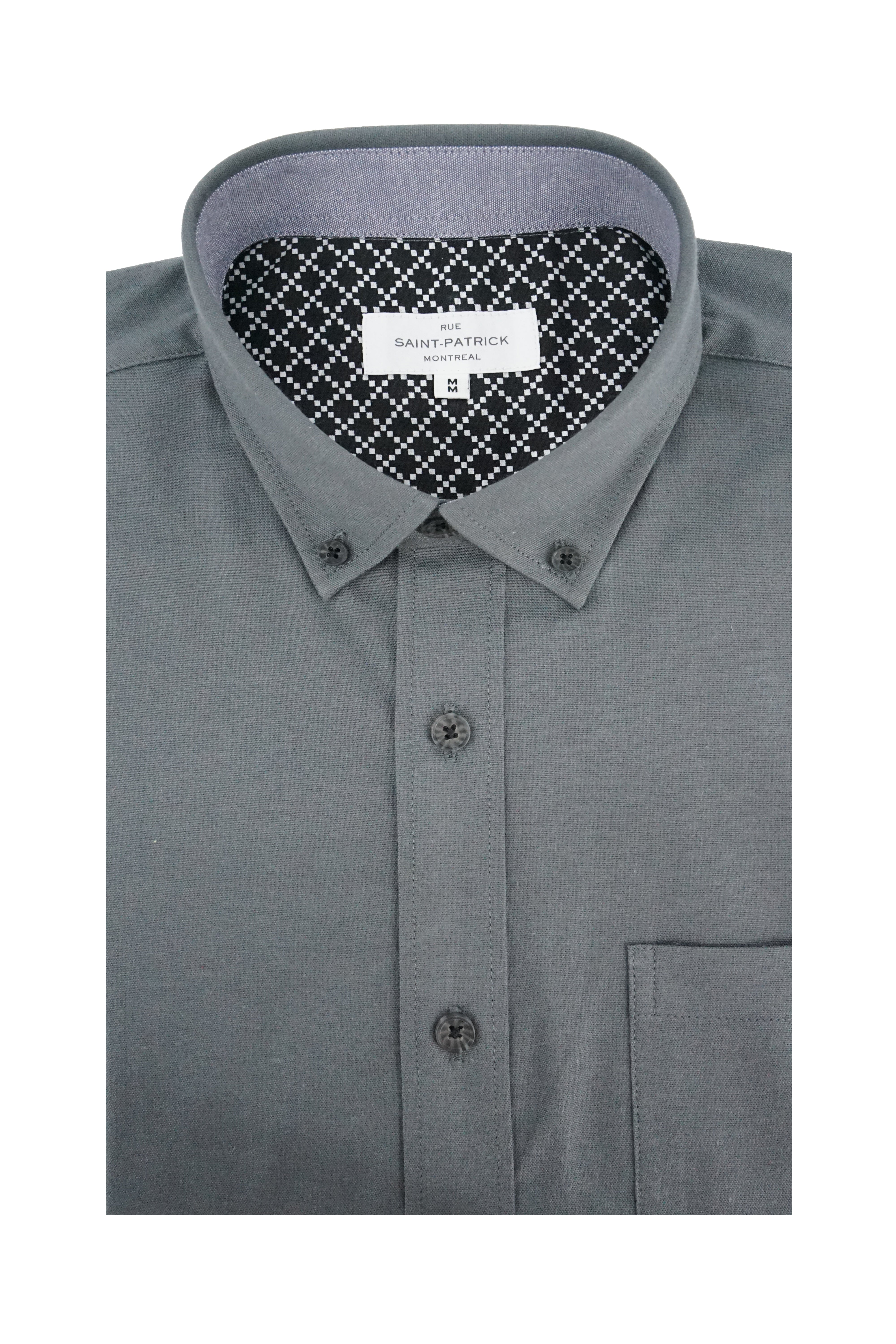 Carlow Stretch Oxford Shirt in Granite Grey