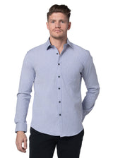 Chemise Oxford extensible à rayures Clarendon en bleu et blanc