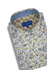 Chemise à manches courtes Apulia à motif floral blanc et marine