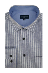 Chemise Oxford stretch rayée Wolverhampton, coloris ardoise et blanc