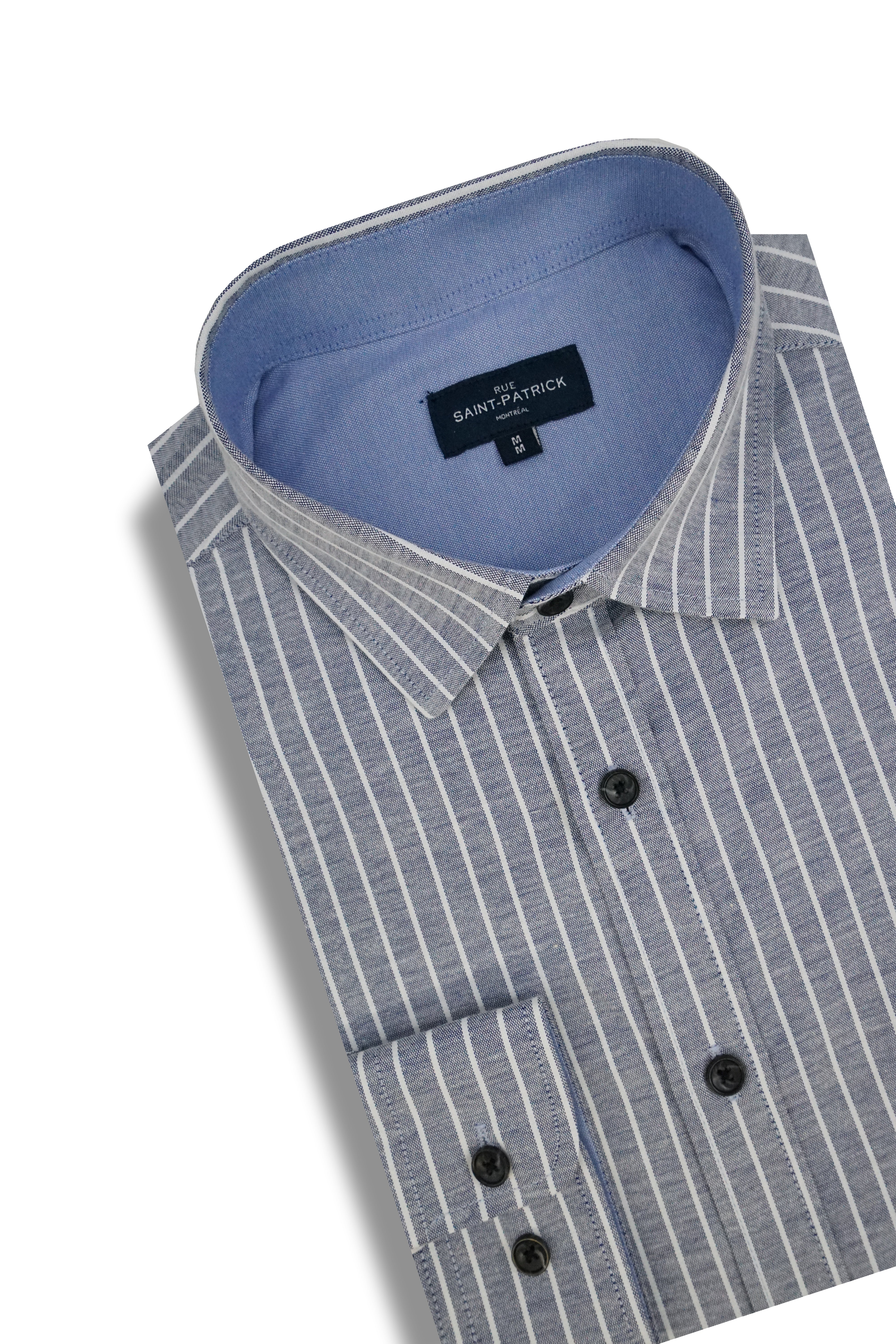 Wolverhampton Striped Stretch Oxford Shirt in Slate and White