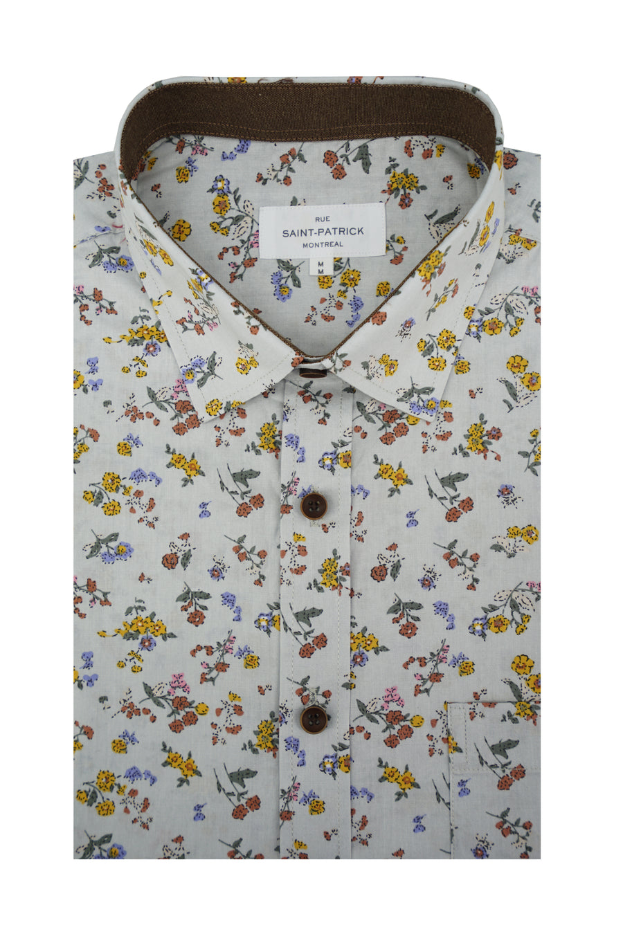 Bologna Floral Short Sleeve Shirt in Pewter Grey