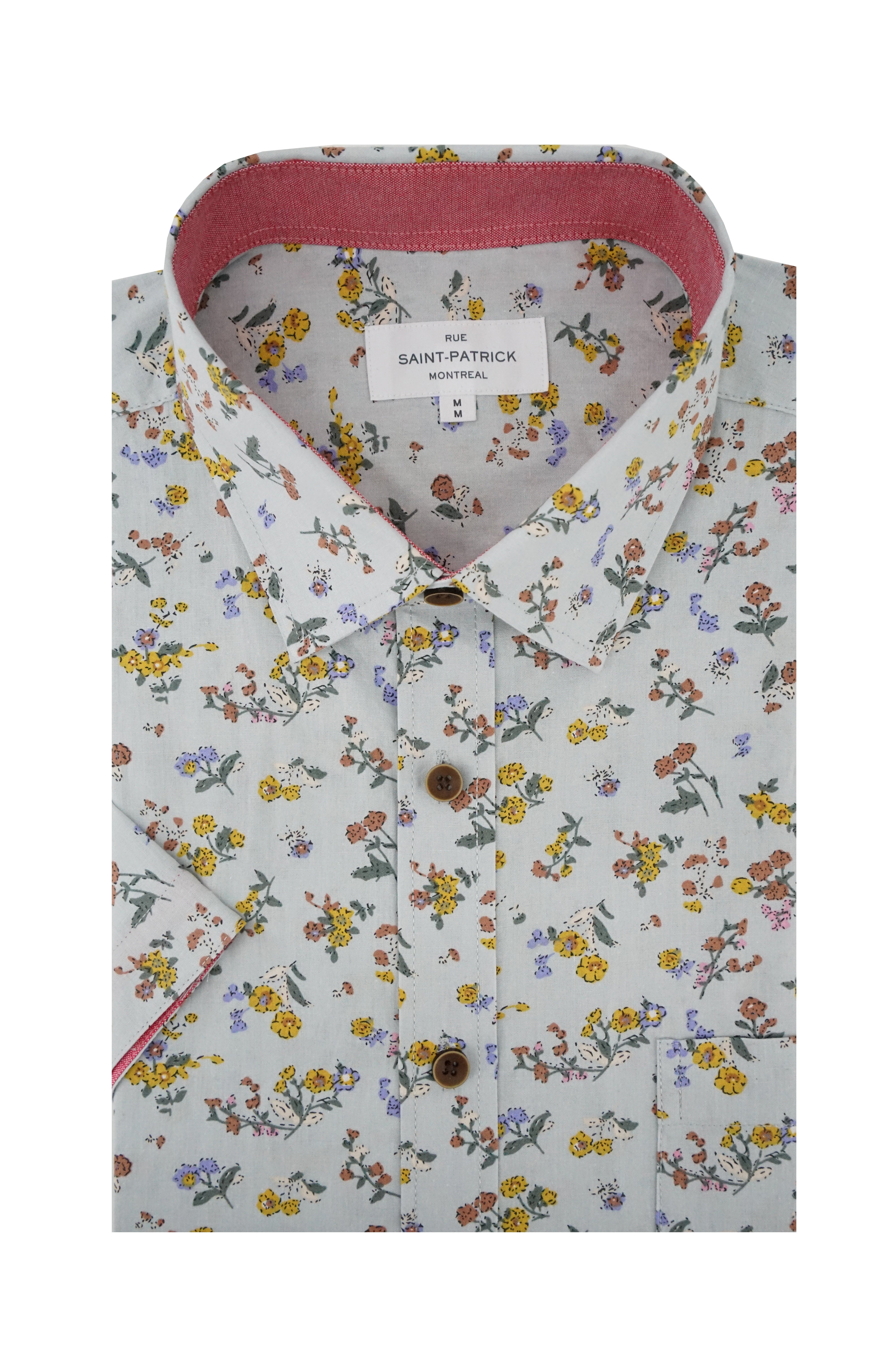 Romagna Floral Short Sleeve Shirt in Pewter Grey