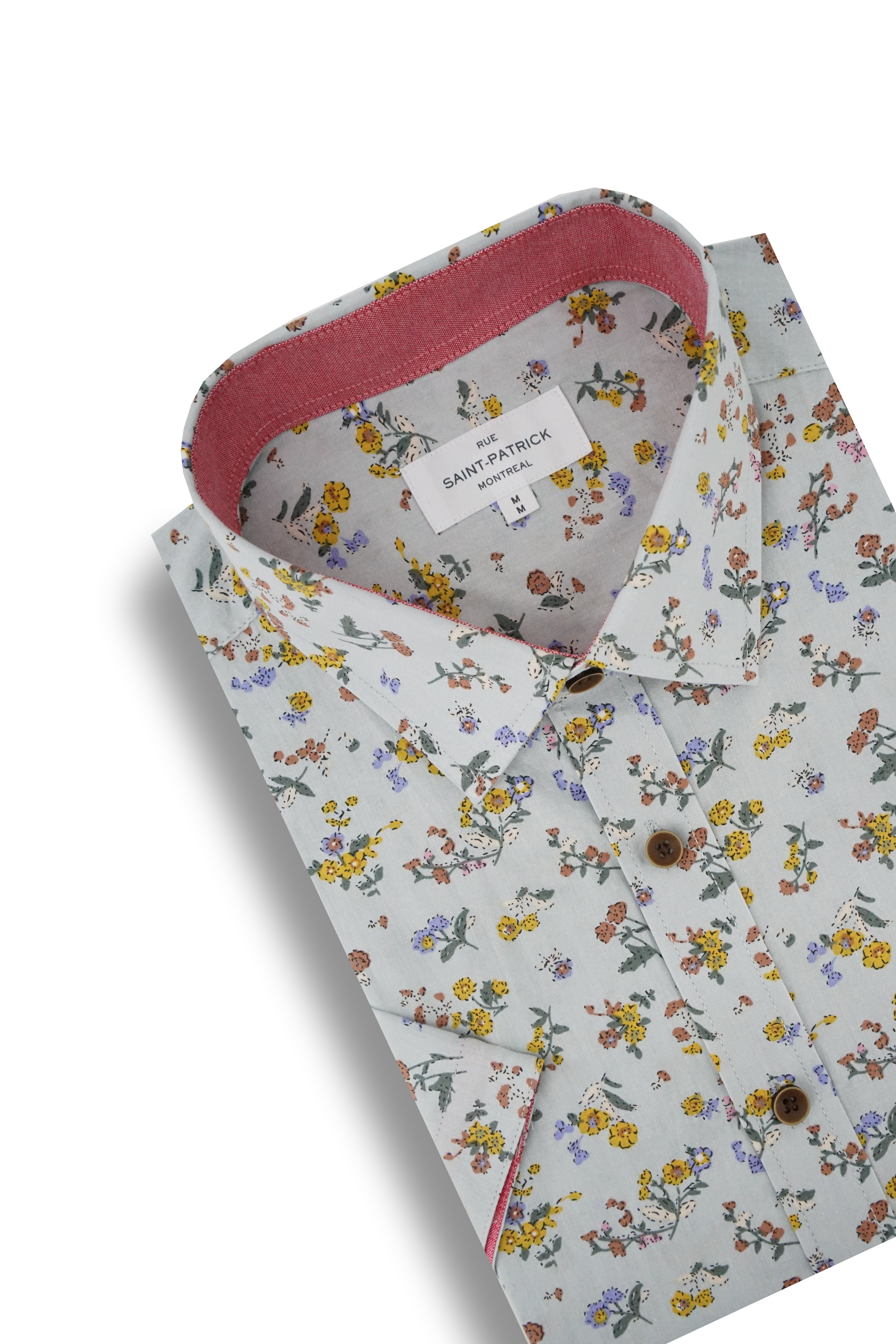 Romagna Floral Short Sleeve Shirt in Pewter Grey