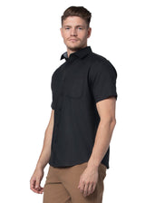 Chemise à manches courtes extensible Acapulco facile d'entretien en noir