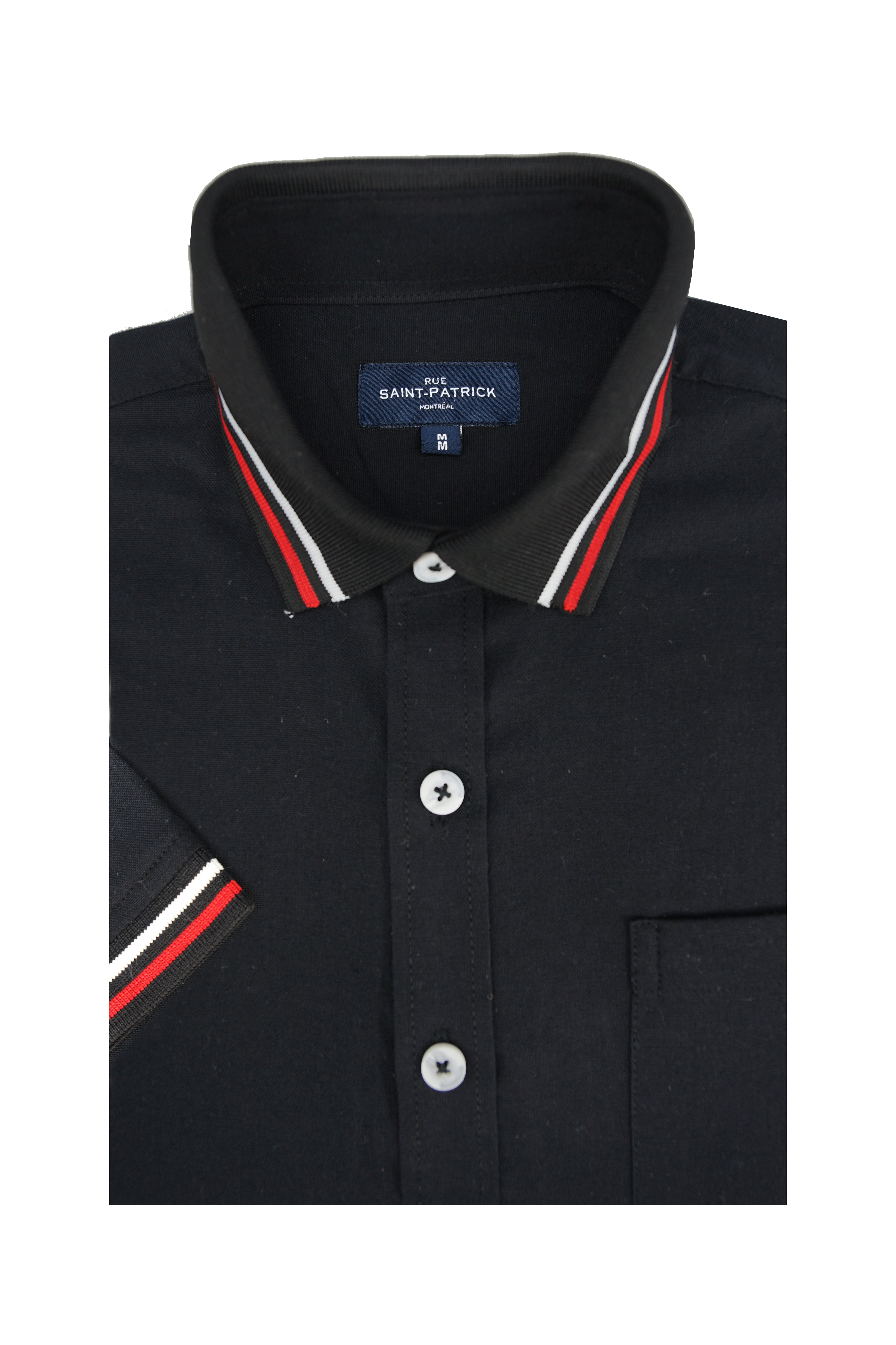 Chemise hybride à manches courtes en tissu extensible et facile d'entretien Catalonia en noir