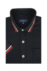 Chemise hybride à manches courtes en tissu extensible et facile d'entretien Catalonia en noir