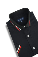 Chemise hybride à manches courtes en tissu extensible et facile d'entretien Catalonia en noir