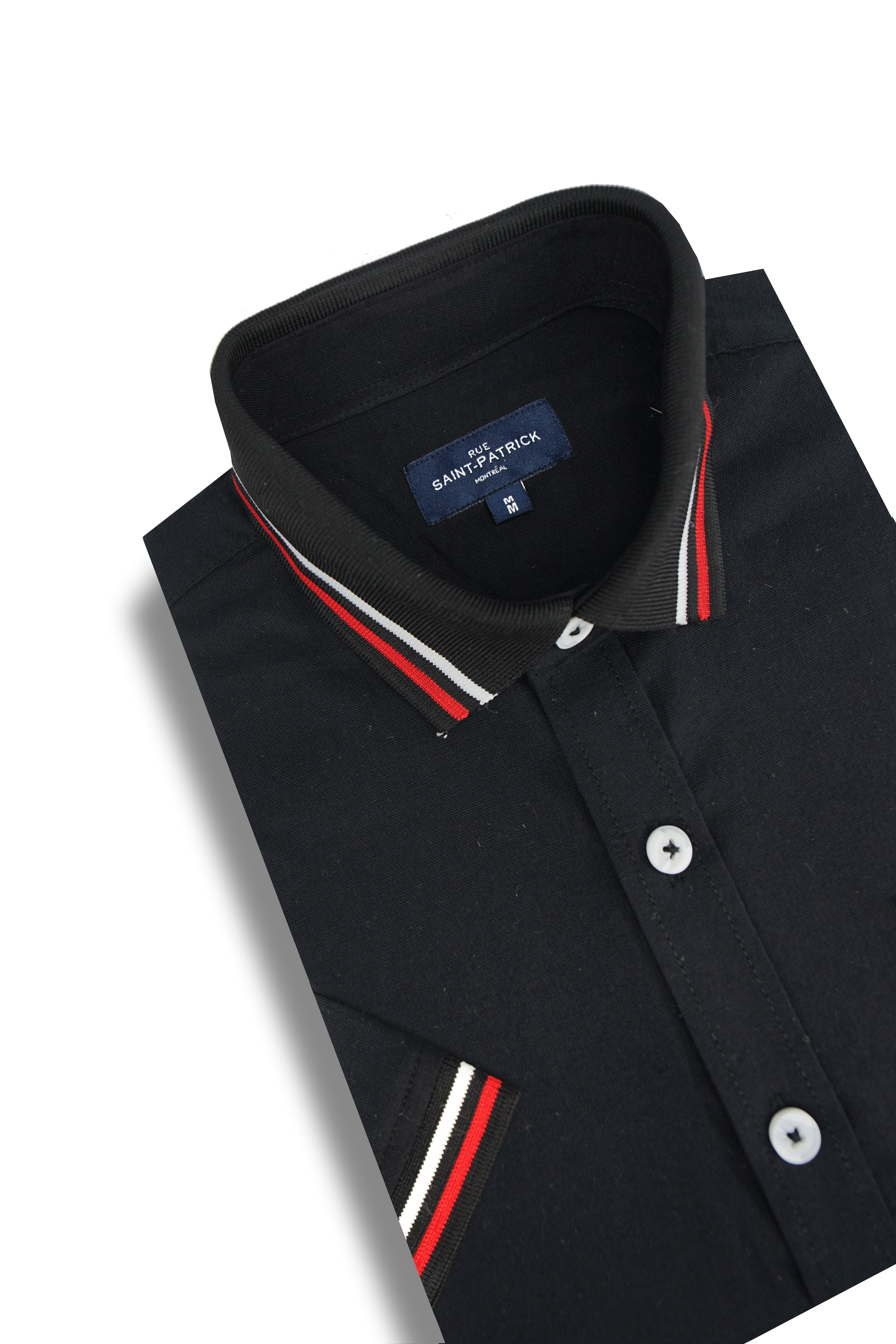 Chemise hybride à manches courtes en tissu extensible et facile d'entretien Catalonia en noir