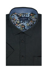 Chemise à manches courtes extensible Acapulco facile d'entretien en noir