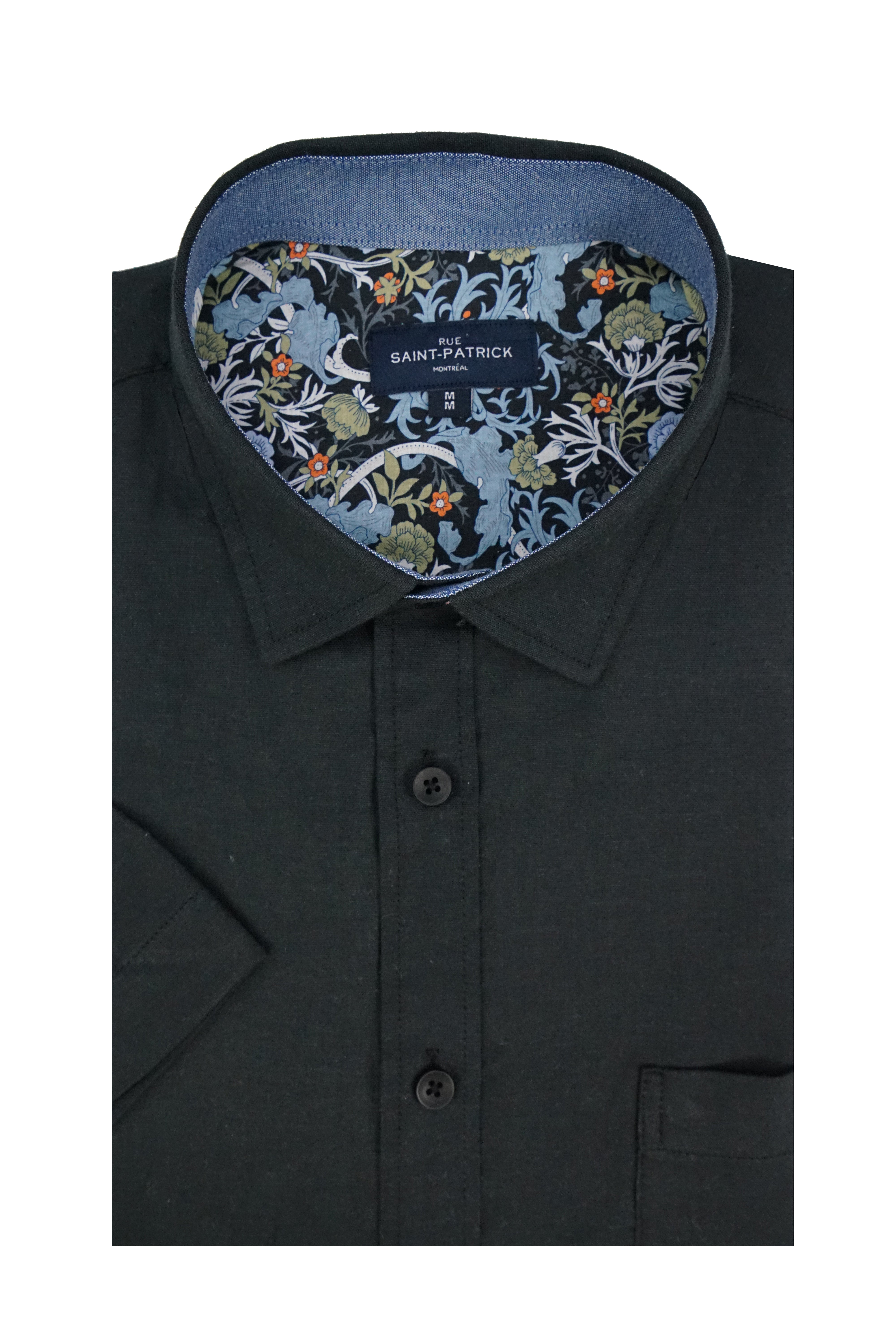 Acapulco Stretch Easy-Care Short Sleeve Shirt in Black