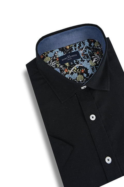 Acapulco Stretch Easy-Care Short Sleeve Shirt in Black