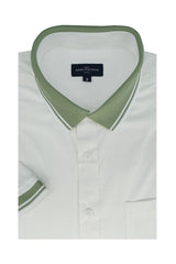 Chemise hybride à manches courtes Campano Stretch Easy Care en blanc et vert fougère