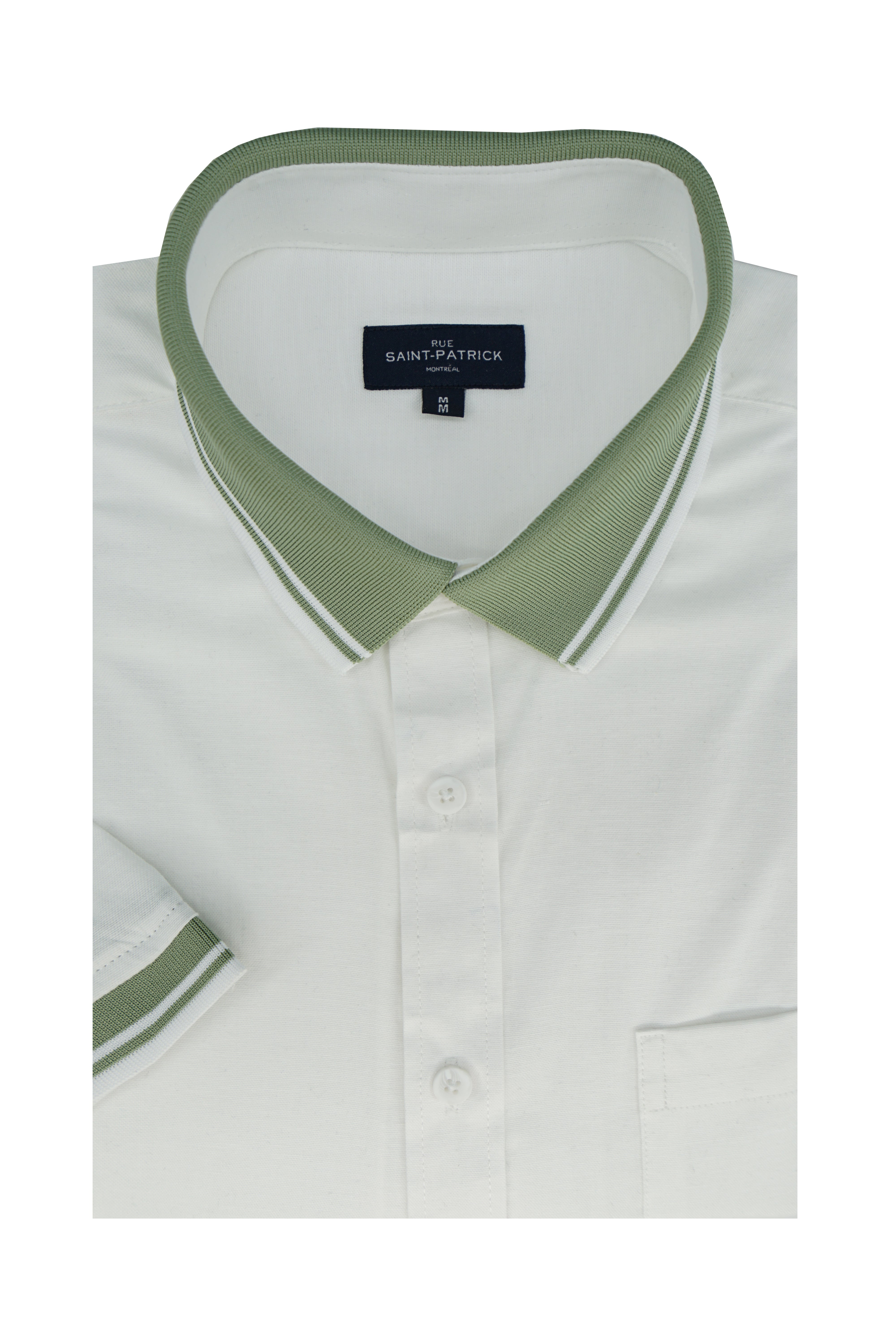 Chemise hybride à manches courtes Campano Stretch Easy Care en blanc et vert fougère