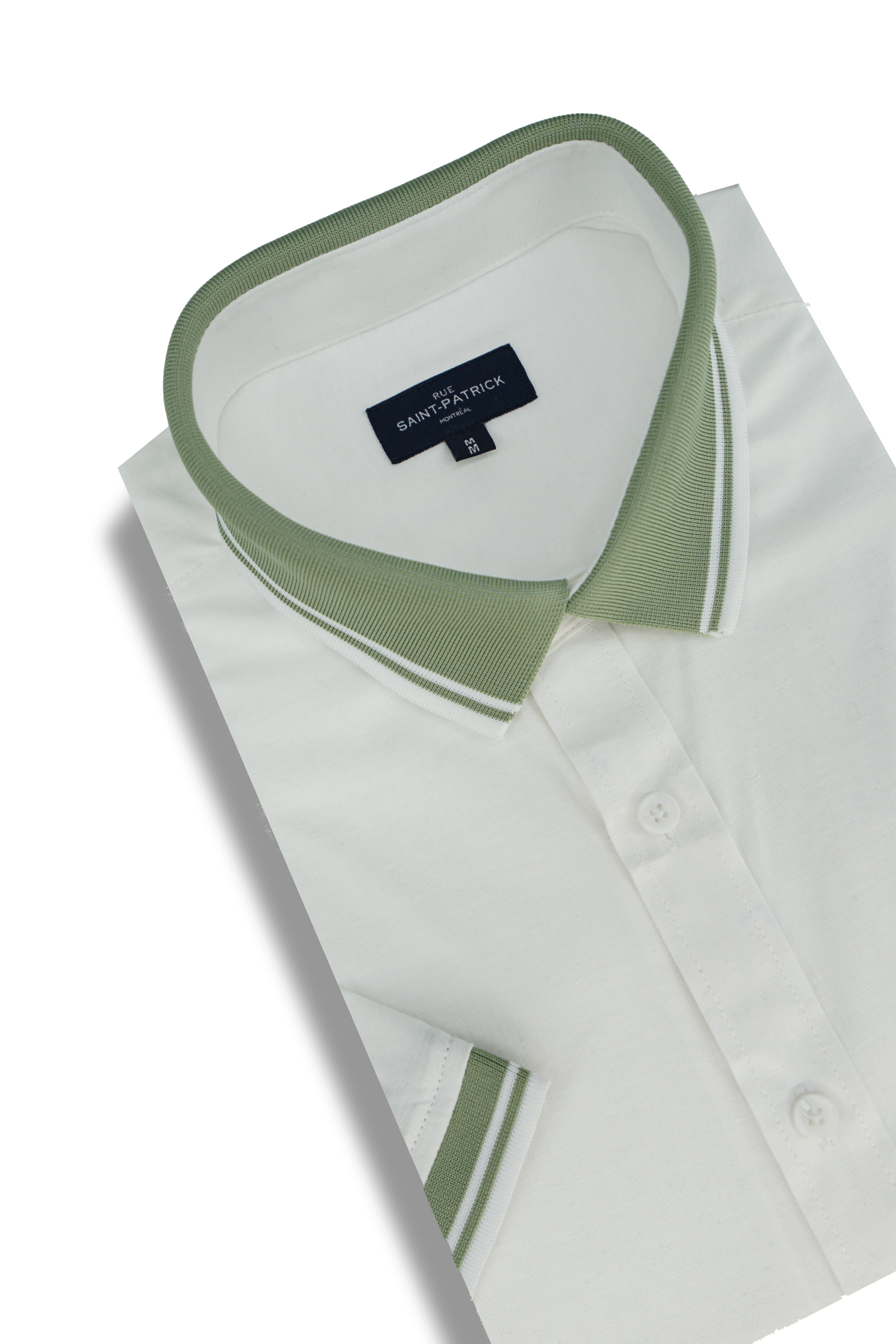 Chemise hybride à manches courtes Campano Stretch Easy Care en blanc et vert fougère