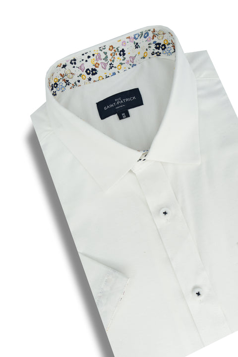 Alameda Stretch Easy-Care Short Sleeve Shirt in White