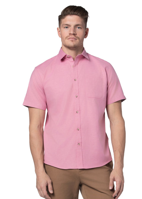 Hermosa Stretch Easy-Care Short Sleeve Shirt in Soft Rose