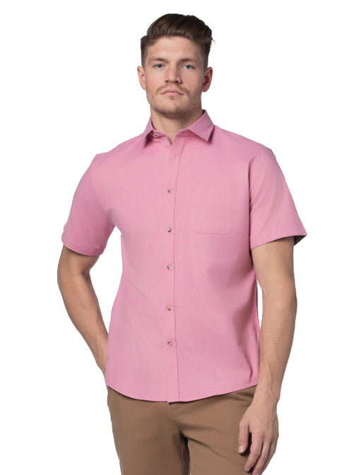 Hermosa Stretch Easy-Care Short Sleeve Shirt in Soft Rose