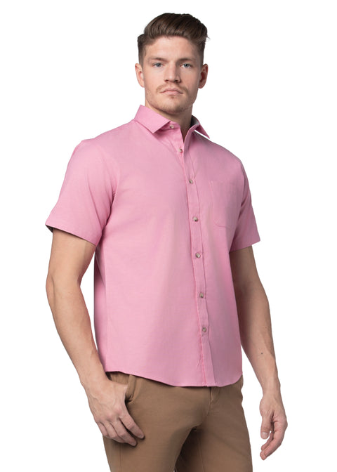 Hermosa Stretch Easy-Care Short Sleeve Shirt in Soft Rose