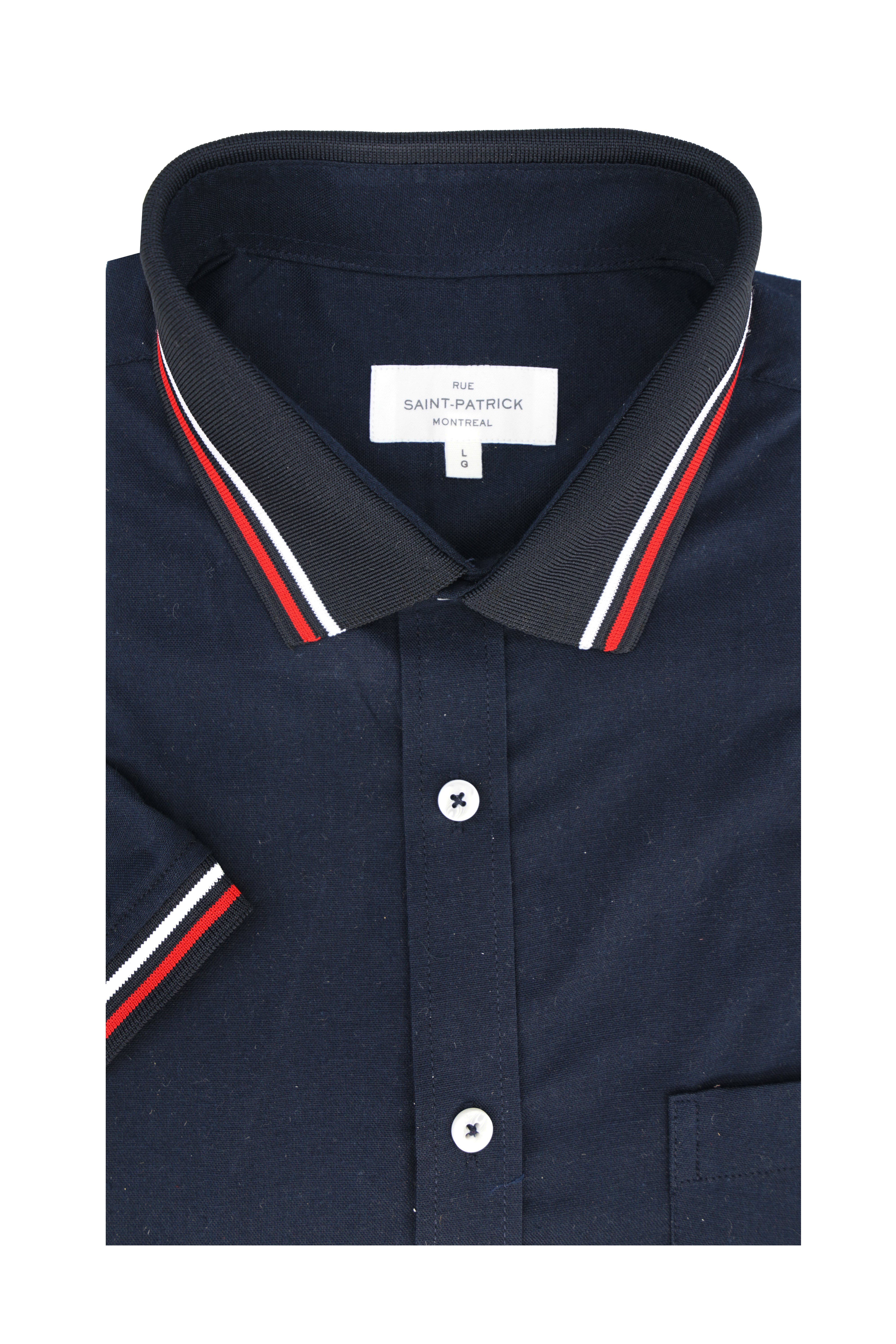 Castile Stretch Easy-Care Short Sleeve Hybrid Shirt in Navy