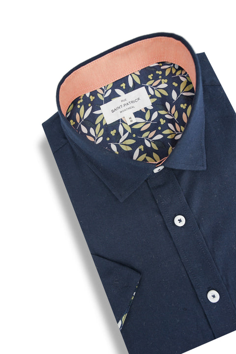 Riverside Stretch Easy-Care Short Sleeve Shirt in Navy