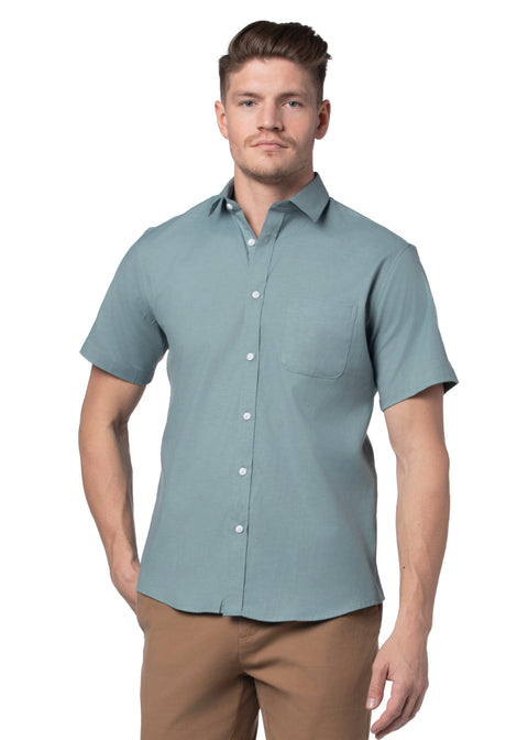 Santa Monica Stretch Easy-Care Short Sleeve Shirt in Ultramarine