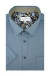 Greystones Short Sleeve Stretch Oxford Shirt in Slate Blue