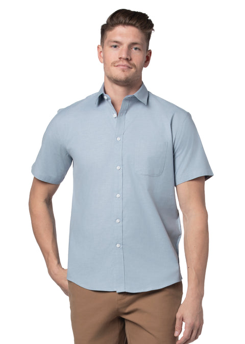 Artesia Stretch Easy-Care Short Sleeve Shirt in Iceberg Blue
