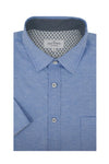 Mulranny Short Sleeve Stretch Oxford Shirt in Classic Blue