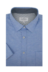 Mulranny Short Sleeve Stretch Oxford Shirt in Classic Blue