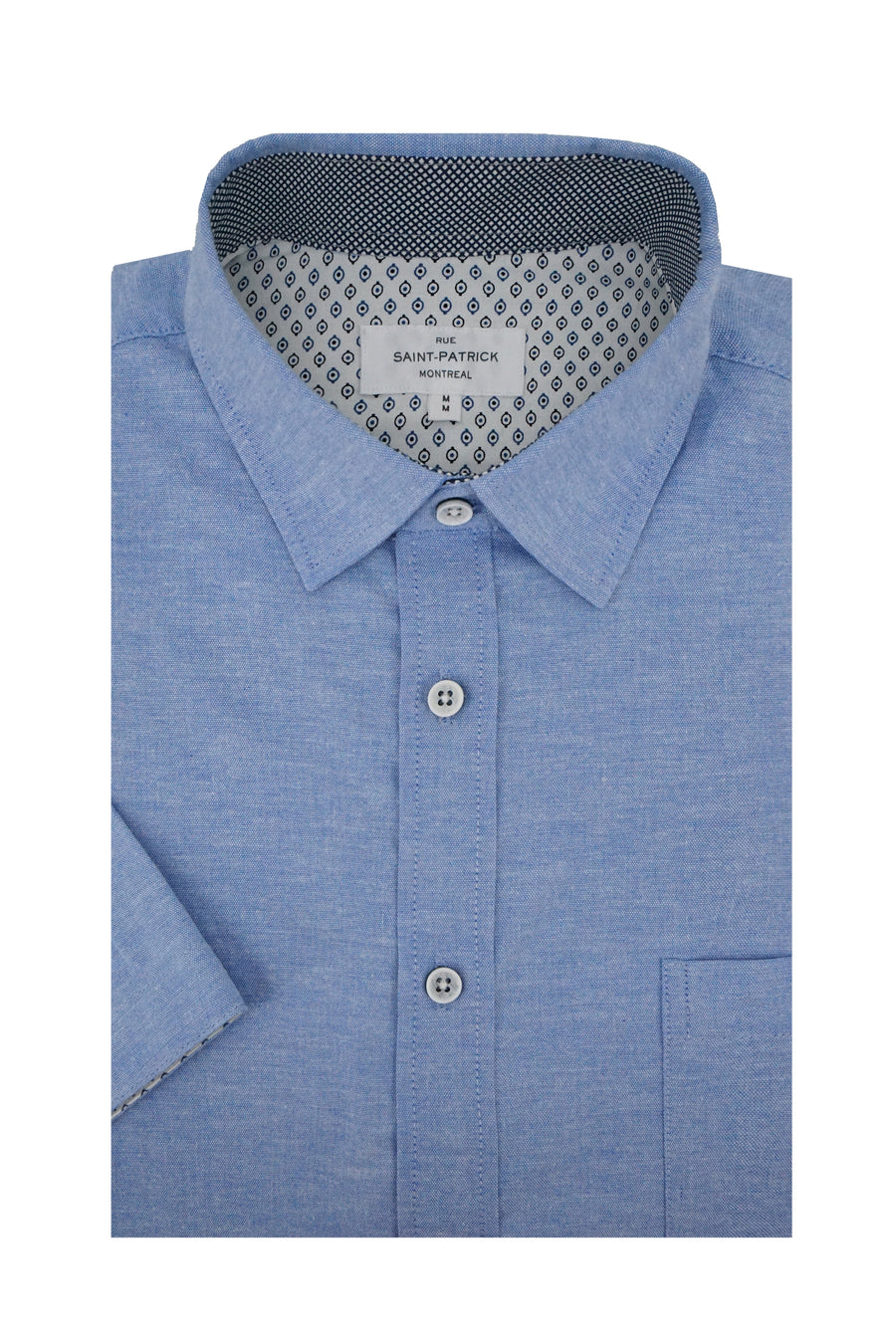 Mulranny Short Sleeve Stretch Oxford Shirt in Classic Blue