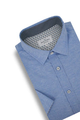 Mulranny Short Sleeve Stretch Oxford Shirt in Classic Blue