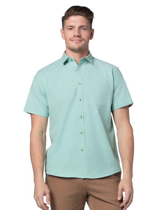 Venice Stretch Easy-Care Short Sleeve Shirt in Mint Green