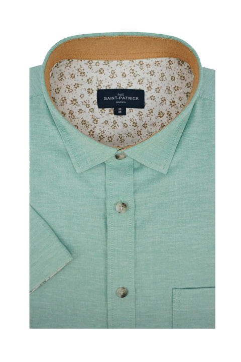Venice Stretch Easy-Care Short Sleeve Shirt in Mint Green