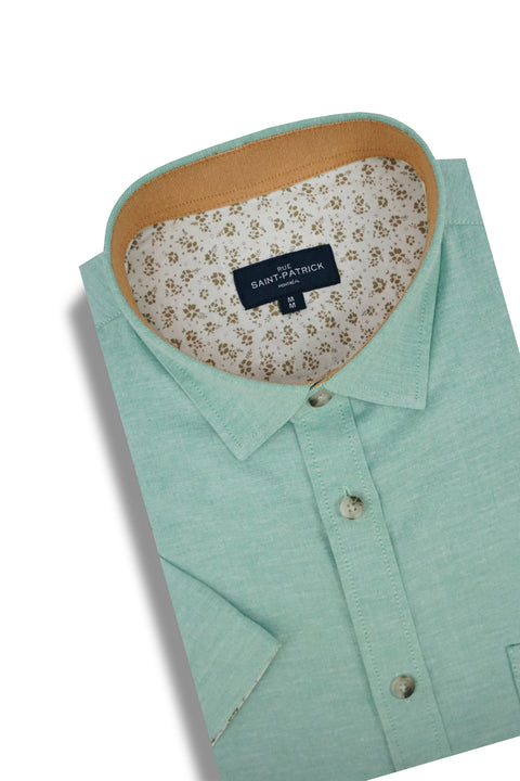 Venice Stretch Easy-Care Short Sleeve Shirt in Mint Green