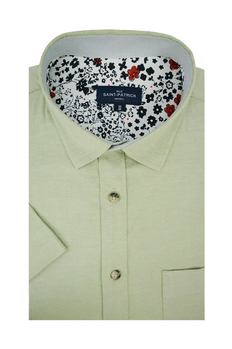 Segundo Stretch Easy-Care Short Sleeve Shirt in Sage Green